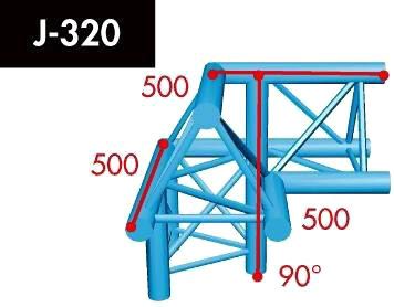 X3K-22 J-320 3-Wege Winkel 90° Spitze oben - links