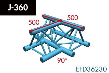 X3K-30/H (Heavy Duty) J-360 3-Weg T-Stück, Winkel 90°, Spitze un
