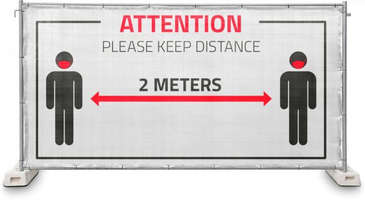 Adam Hall Accessories 0159 DISTANCE - Fence Panel "Please Keep Distance" Gauze type 800 1.76 x