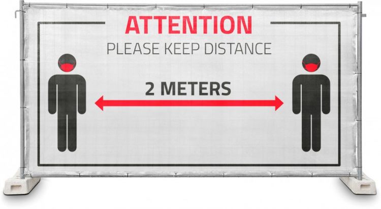 Adam Hall Accessories 0159 DISTANCE - Panneau de clôture "Please Keep Distance" Gaze type 800