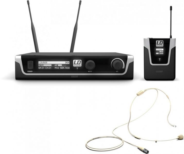 LD Systems U505BPHH Funkmikrofon mit Bodypack und Headset hautfarben