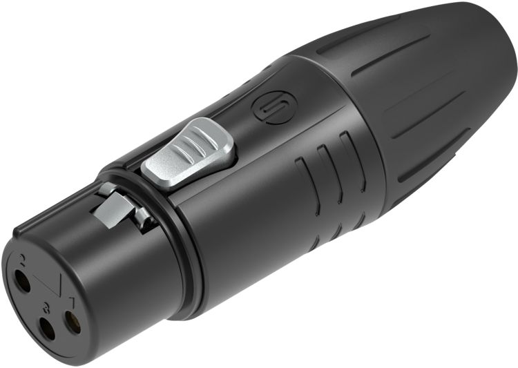 SEETRONIC XLR-3P-Stecker – Buchse, vergoldete Kontakte – schwarzes Gehäuse
