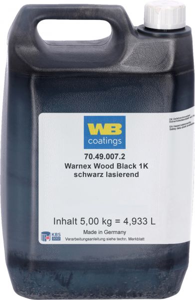 Adam Hall Hardware 0133 - Warnex wasserbasierende Holzlasurfarbe in Schwarz, 5 Liter