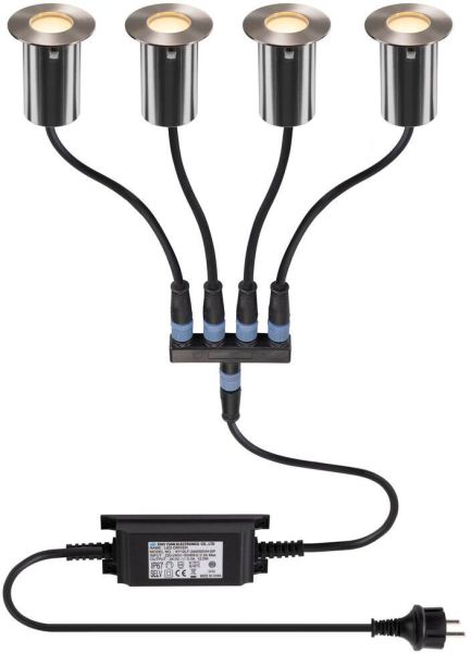 SLV TRAIL-LITE® 60, 4er Set, Bodeneinbauleuchten, 3000K, IP67, rund, edelstahl / aluminium