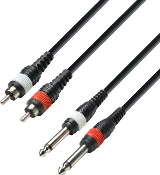 Adam Hall Cables K3 TPC 0100 M - Audiokabel 2 x Cinch-Stecker auf 2 x 6,3 