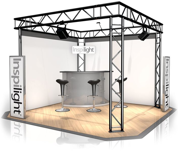 Messestand FD 32 - 3 x 3 x 2,5 m (LxBxH) - 9 m² RAL9005 - Schwarz - Seidenmatt