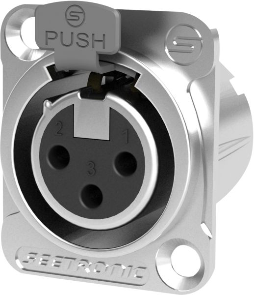Seetronic XLR 3P Chassis - Buchse Silberkontakte - Nickel Gehäuse
