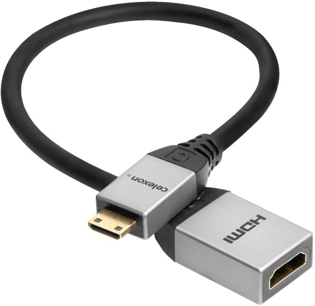 celexon Mini HDMI auf HDMI M/F Adapter mit Ethernet - 2.0a/b 4K 0,25m - Professional Line