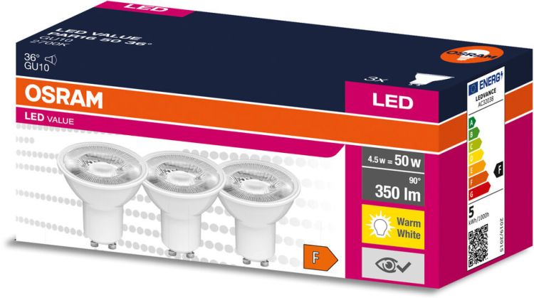 OSRAM LED Value PAR16 50 36 ° 4,5 W/2700 K GU10
