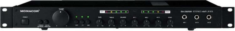MONACOR SA-230/SW Universal Stereo Misch Mikrofon Verstärker