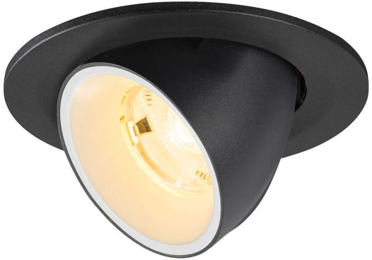 SLV NUMINOS® GIMBLE S, Deckeneinbauleuchte, 3000 K, 20°, IP20, rund, schwarz / weiß