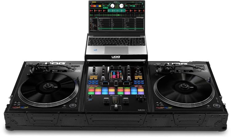 UDG Ultimate Flight Case Set Pioneer DJ PLX-CRSS12 & 10"/12" Mixer Schwarz Plus (Laptop-Ablage