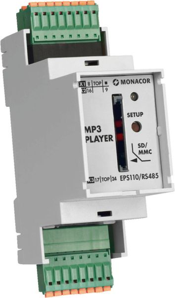 MONACOR EPS110/RS485 MP3-Spieler, Hutschiene