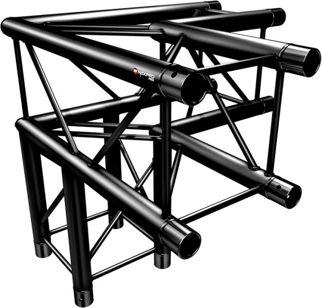 Naxpro-Truss FD 24 C30 90° 3 Weg Winkel RAL9005 - Schwarz - Seidenmatt -B-Stock-