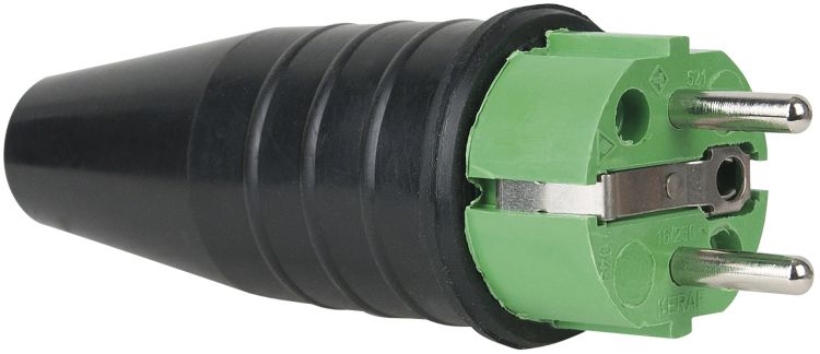 Rubber Schuko 230V/240V CEE7/VII Connector Male Green