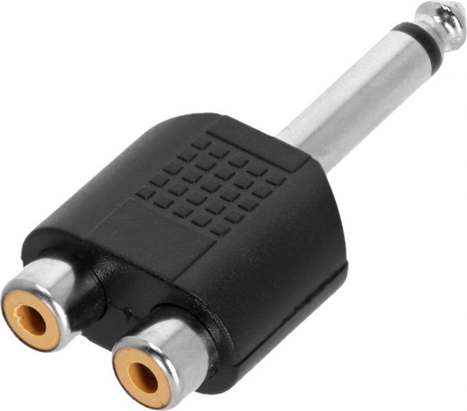 Adam Hall Connectors 4 STAR AY RF2 JM2 - Y-Adapter 2 x Cinch female auf 6,3 mm Klinke TS male