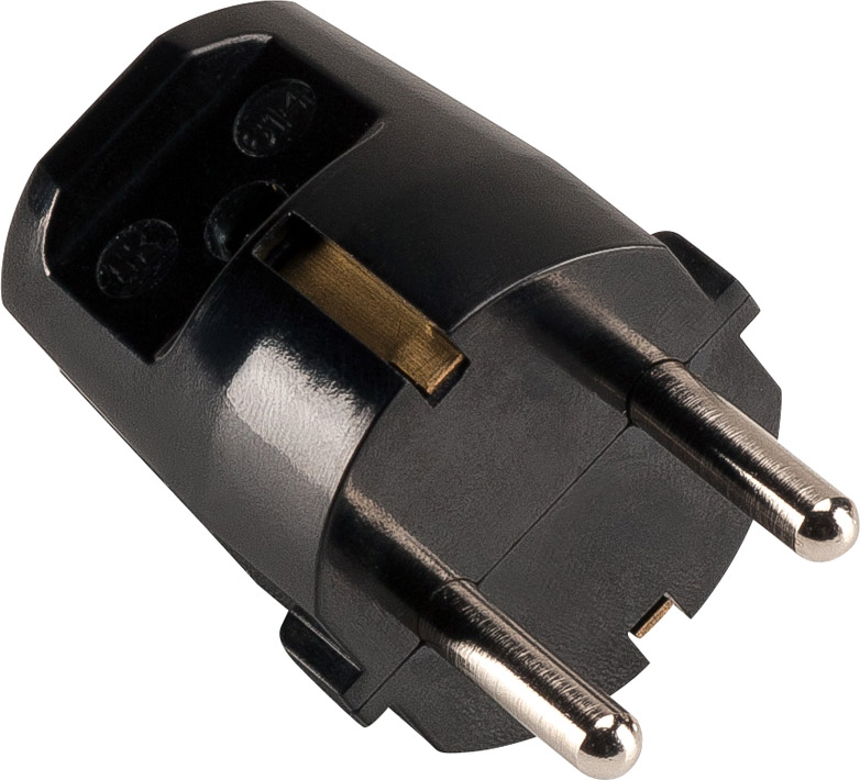 SCHUKO-Stecker Schwarz Von E+Teknik – Robuster Gummi-Stecker, IP44, Für Werkstatt & Industrie
