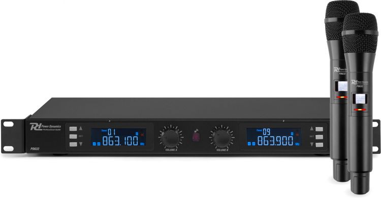 Power Dynamics PD632H 2x 20-Kanal Digitales UHF Drahtlos-Mikrofonsystem mit 2 Mikrofonen