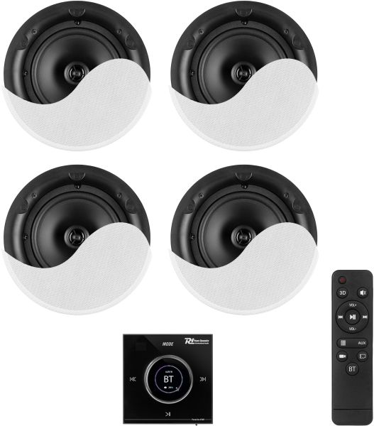 Power Dynamics Powerline B100BSet Unterputz-Audioverstärker mit 4 Deckenlautsprechern