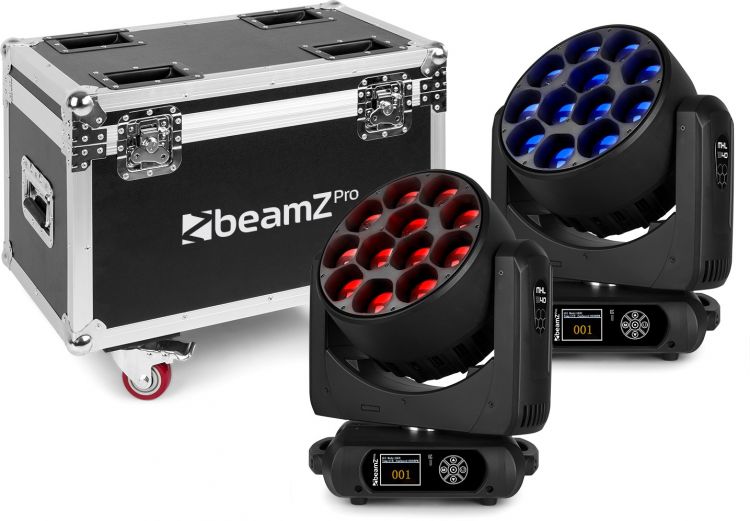 beamZ Pro MHL1240 LED Moving Head Zoom 12x40W 2 Stück im Flightcase