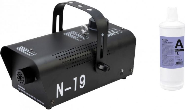 EUROLITE Set N-19 Nebelmaschine schwarz + A2D Action Nebelfluid 1l