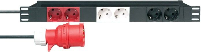 Adam Hall 19" Parts 87473 19" Stromverteiler 6-fach, 3 Stromkreise