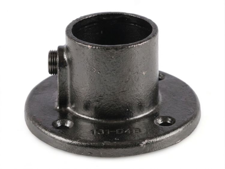 Riggatec Rohrverbinder Fußplatte rund für 48,3 mm Rohr in Schwarz