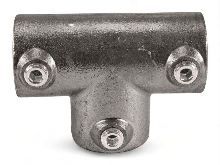 Riggatec Rohrverbinder T-Stück lang  für 48,3 mm Rohr in Schwarz