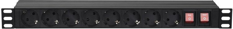 Showtec 19 Zoll 1U Main Power Strip 16 - Steuerung auf der Vorder- und Rü