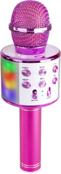Max KM15P Karaoke-Mikrofon mit Lautsprecher und LED-Licht BT/MP3 LED Pink