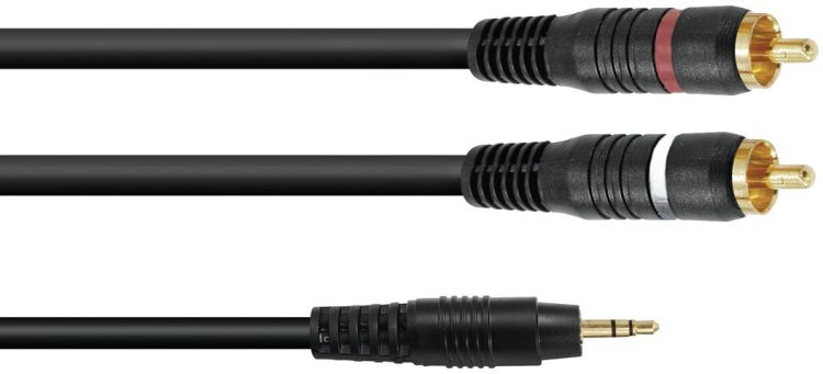 OMNITRONIC Adapterkabel 3,5 Klinke/2xCinch 3m sw