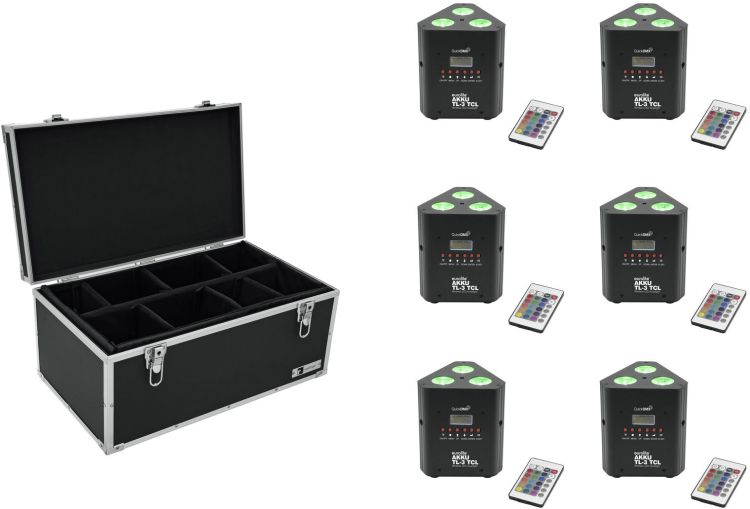 EUROLITE Set 6x AKKU TL-3 TCL Trusslight QuickDMX + Case TDV-1
