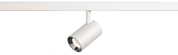 SLV NUMINOS® XS, 48V Spot, rund, 4000 K, 8.7 W, DALI 2, 40°, matt weiß / glänzend chrom