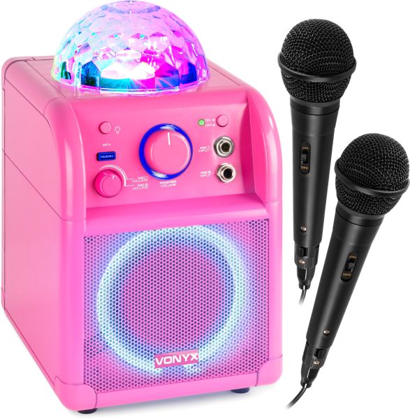 Vonyx SBS55P BT Karaoke Lautsprecher LED Ball Pink