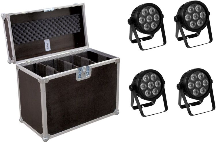 EUROLITE Set 4x LED 7C-7 Silent Slim Spot + Case