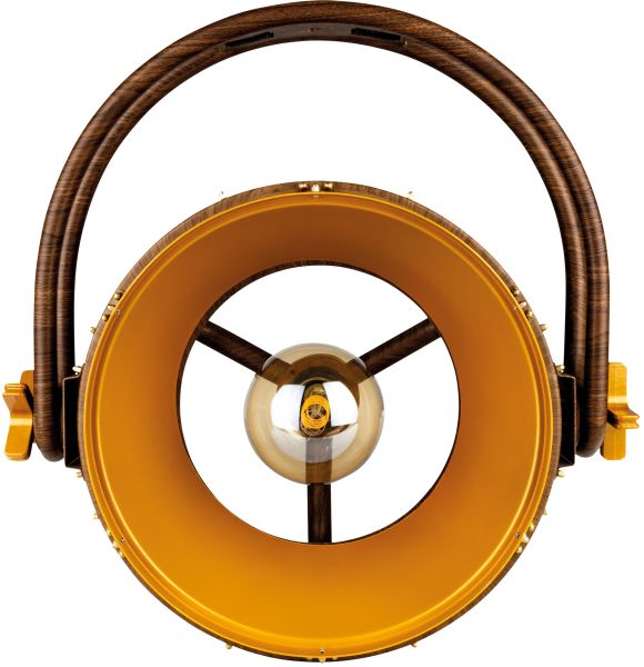 SHOWTEC Edison Vintage 2, hellgoldfarben / Holzmaserung, Retro-DMX-LED-Leuchte mit Dimmer und
