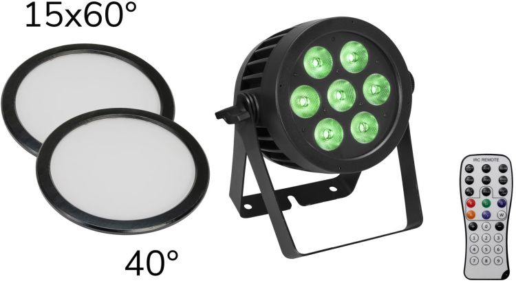 EUROLITE Set LED IP PAR 7x9W SCL Spot +2x Diffusorscheibe (15x60° und 40°)