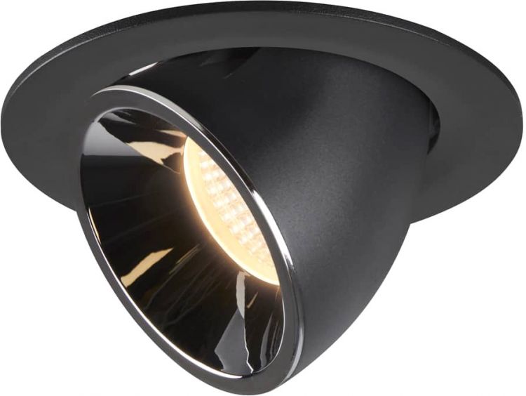 SLV NUMINOS® GIMBLE L, Deckeneinbauleuchte schwarz / chrom 3000K 20°