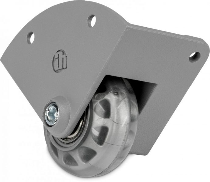Adam Hall Hardware 37601 S - Corner Castor with 48 mm Wheel in Aluminium Die-Cast Housing, cranked