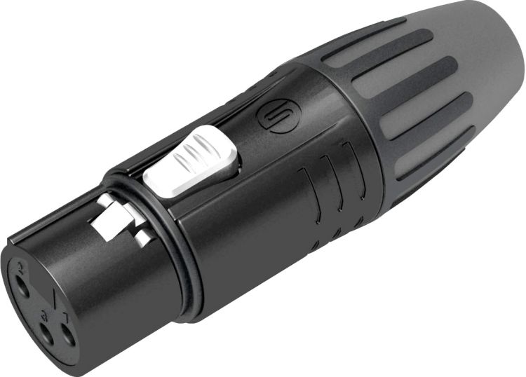 Seetronic XLR 3P Connector, female Goldkontakte, schwarzes Gehäuse