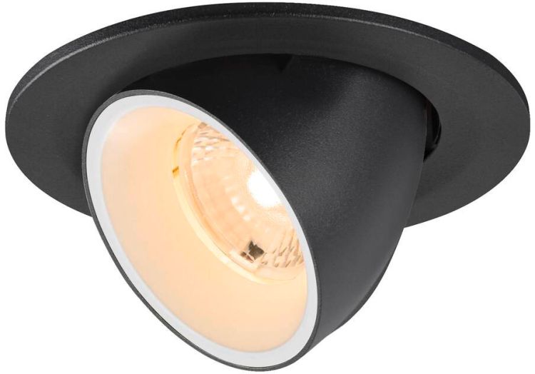 SLV NUMINOS® GIMBLE S, Deckeneinbauleuchte, 2700 K, 40°, IP20, rund, schwarz / weiß