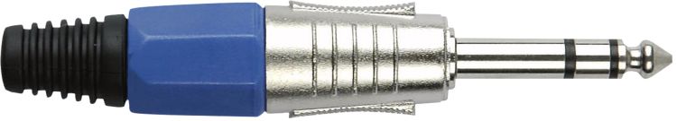 DAP 6.3 mm. Klinkeverbinder Stereo, Nickel/ Endkappe Blau