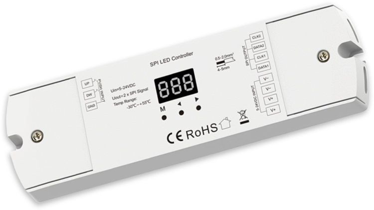 ISOLED LED Dual-Push-SPI-Controller für 8-960 Pixel sequenziell, 5-24V DC, 15A