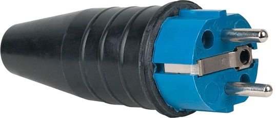 Rubber Schuko 230V/240V CEE7/VII Connector Male Blue