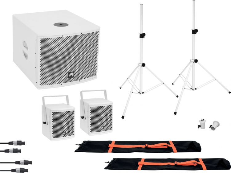 OMNITRONIC Set MOLLY 2.1 Aktivsystem Sub + 2x Top + Zubehör, weiß