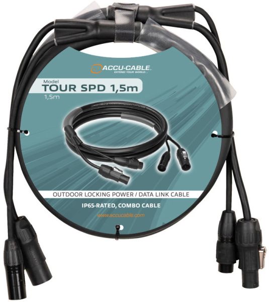 Accu Cable Tour SPD 1,5m Strom-DMX-Kombikabel