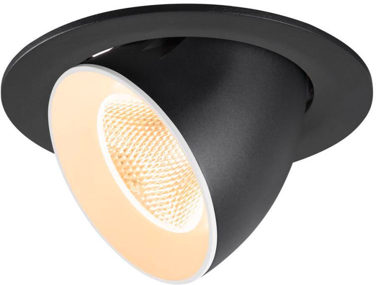SLV NUMINOS® GIMBLE L, Deckeneinbauleuchte, 2700 K, 20°, IP20, rund, schwarz / weiß