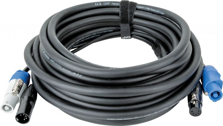 DAP-Audio FP21 Hybrid Cable - Power Pro & 5-pin XLR - DMX / Power 15 m, schwarze Ummantelung