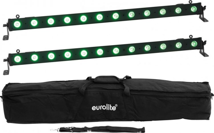 EUROLITE Set 2x LED BAR-12 QCL RGB+UV Leiste + Soft-Bag