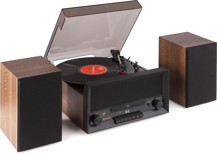 Fenton RP135WSET Plattenspieler 60er Jahre Kombi mit Lautsprechern